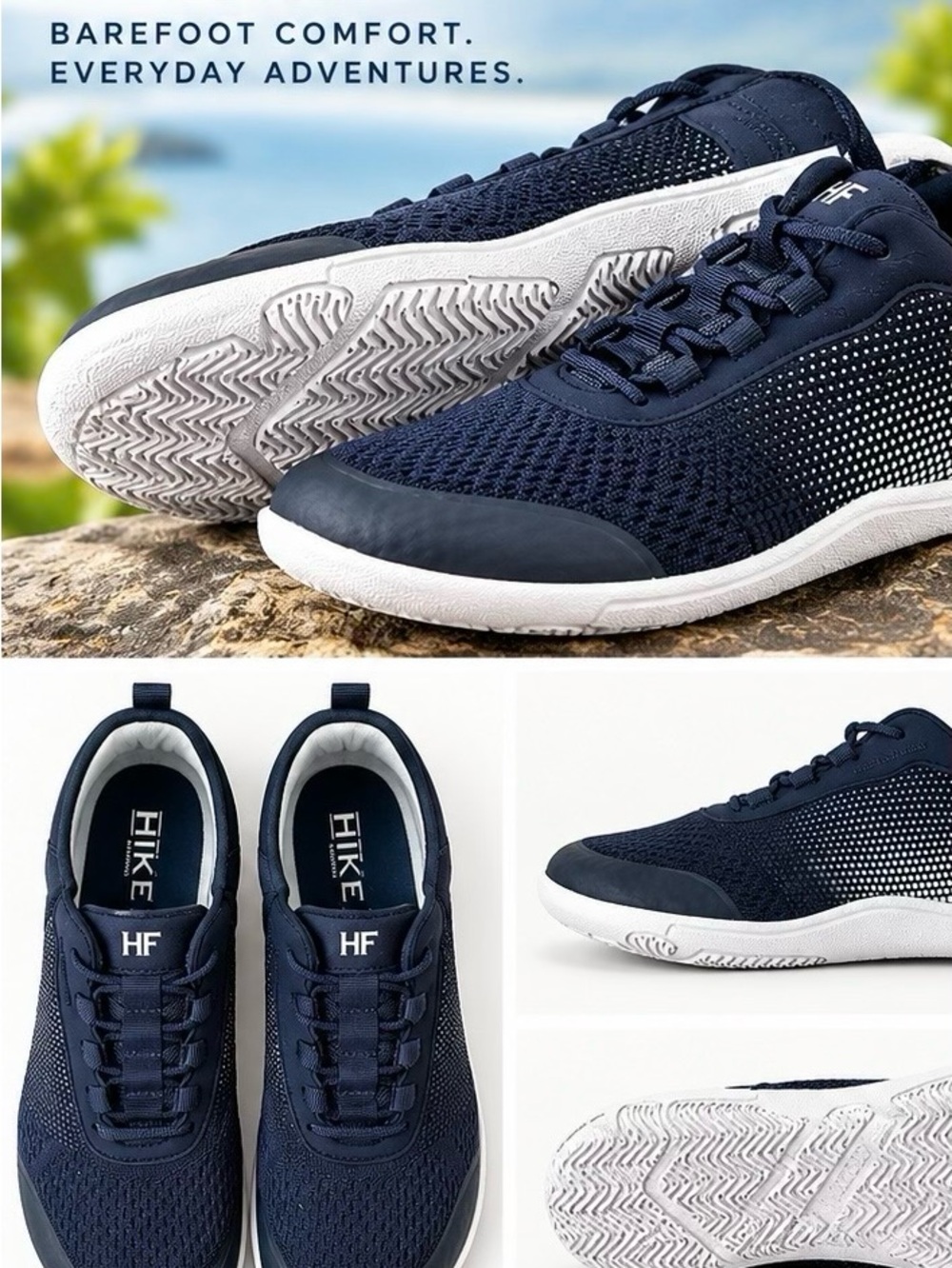 HIKE Footwear HF Stride Barefoot Shoes Navy Blue Zero Drop Sneakers W9 M7 NWT